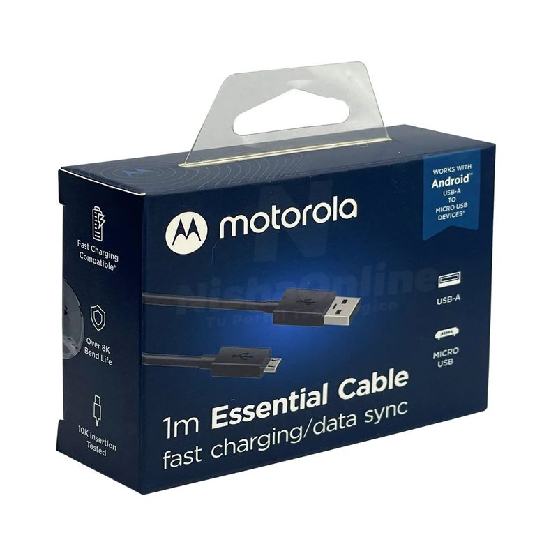 MOTOROLA - Cable Motorola Essential Cable Fast Charging USB-A Micro USB