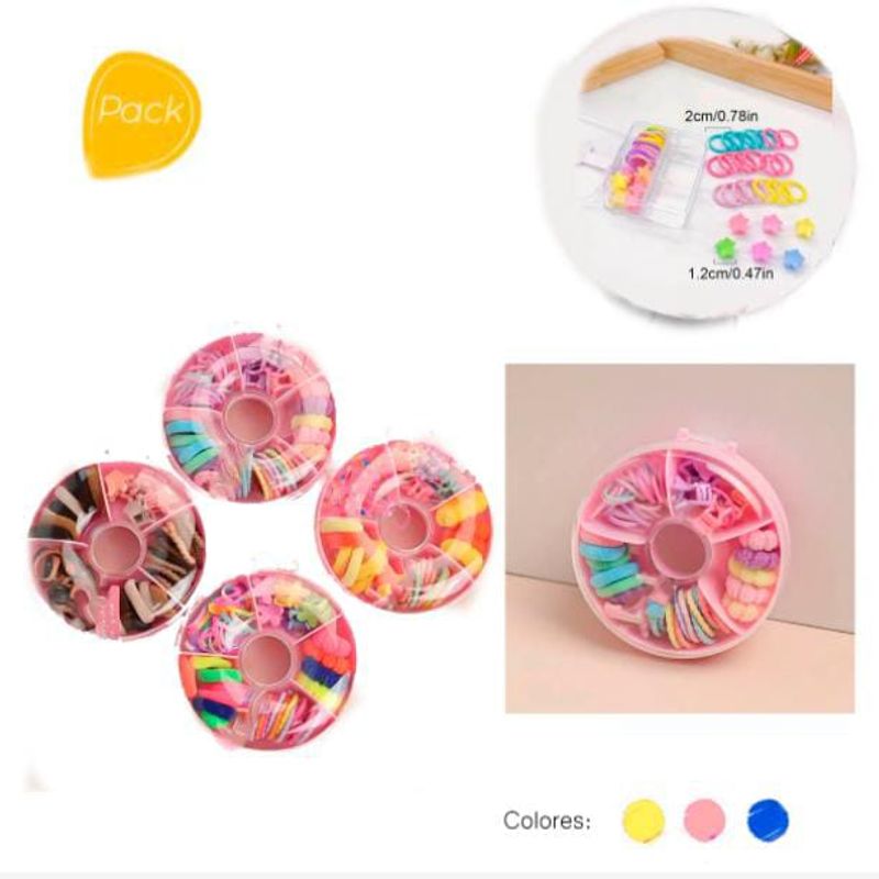 GENERICO - Pack de 2 Donas Mini Lazos para el Cabello