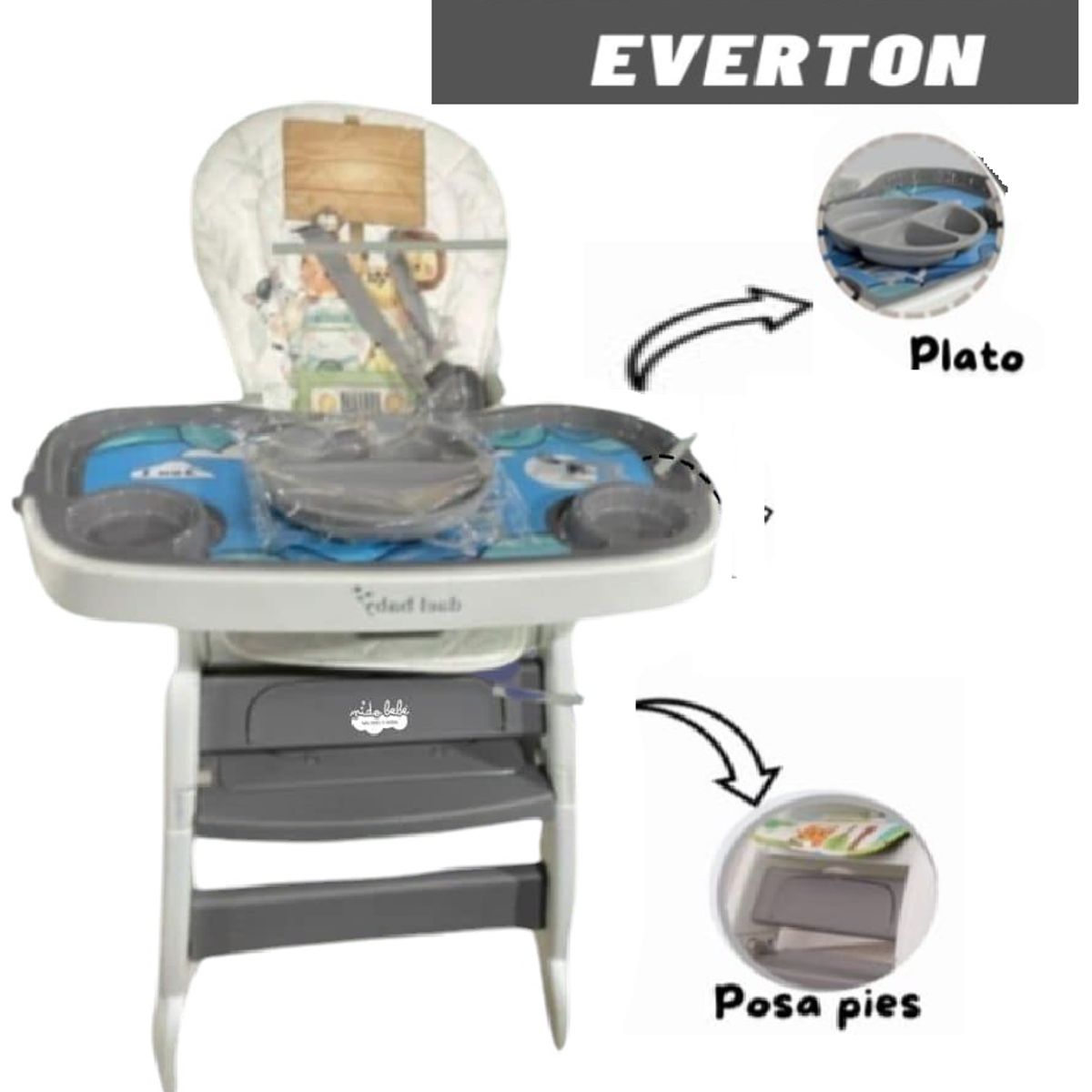 BABY HAPPY - Silla de Comer para Bebe Carpeta +Plato Silicona