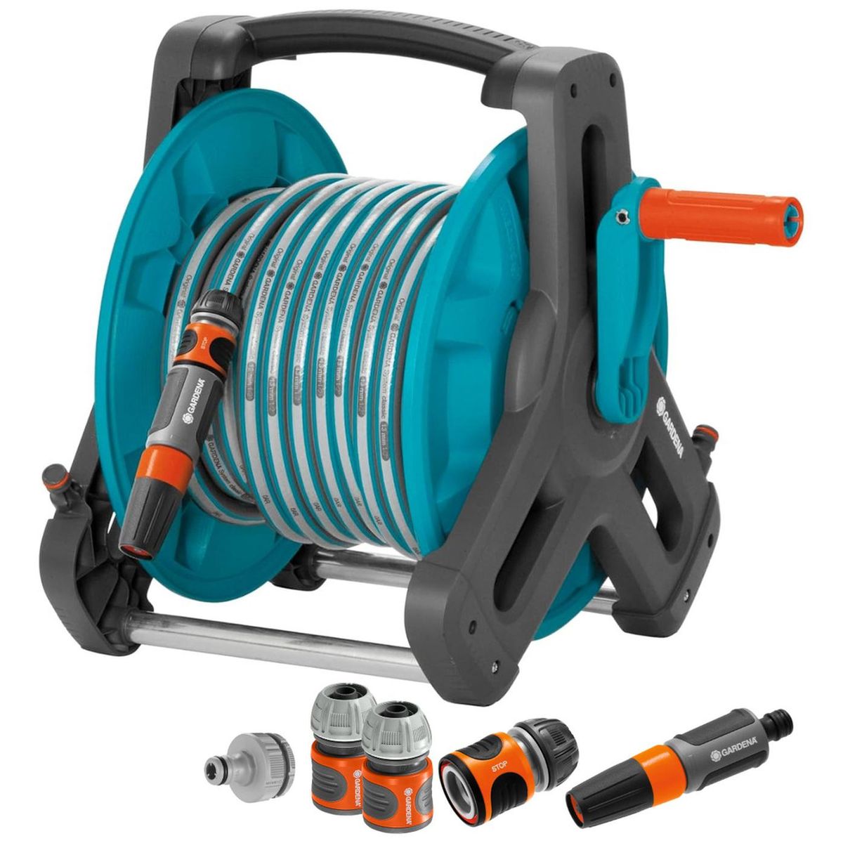 GARDENA - Manguera 20 metros + soporte portamanguera y accesorios  Gardena