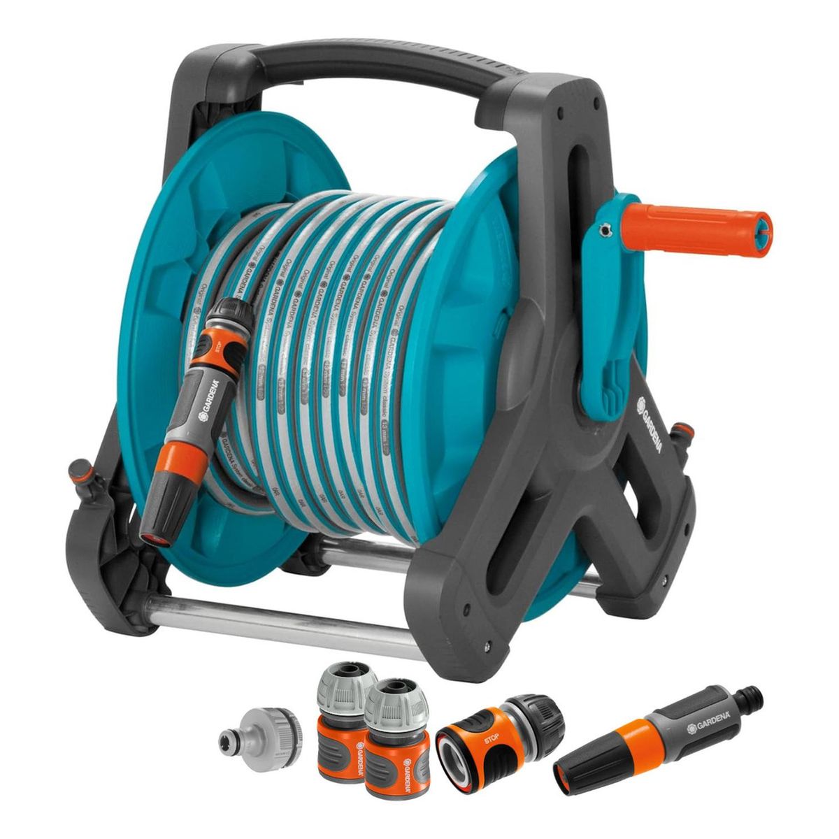 GARDENA - Manguera 20 metros + soporte portamanguera y accesorios  Gardena
