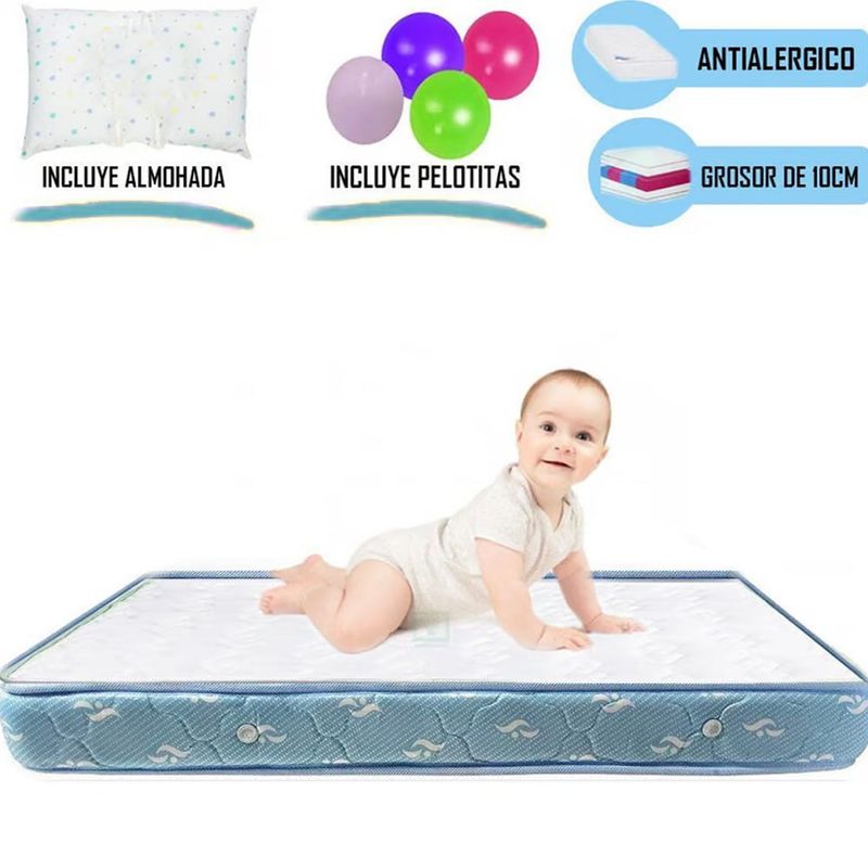 LIFESTYLES - Colchón de Bebe para Cunas pack and play de 4 Celeste
