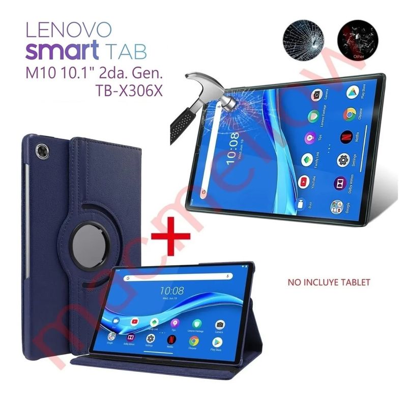 GENERICO - Funda Case + Mica Vidrio para Lenovo M10 2da Gen 10.1 4G Lte TB-X306X.