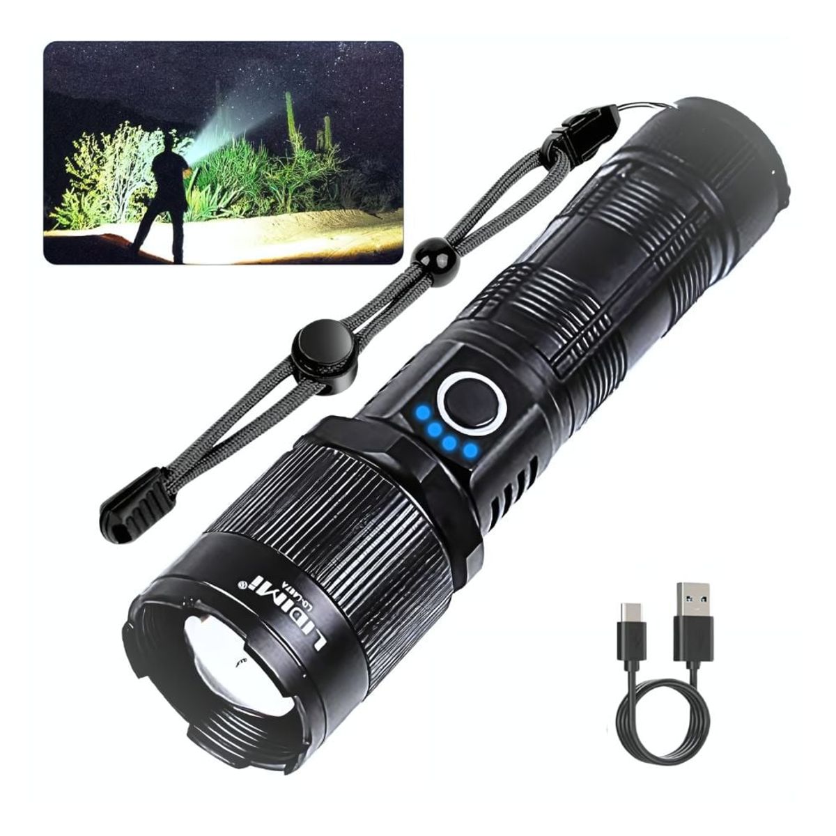 GENERICO - Linterna Led recargable Potente impermeble de aluminio 3000m