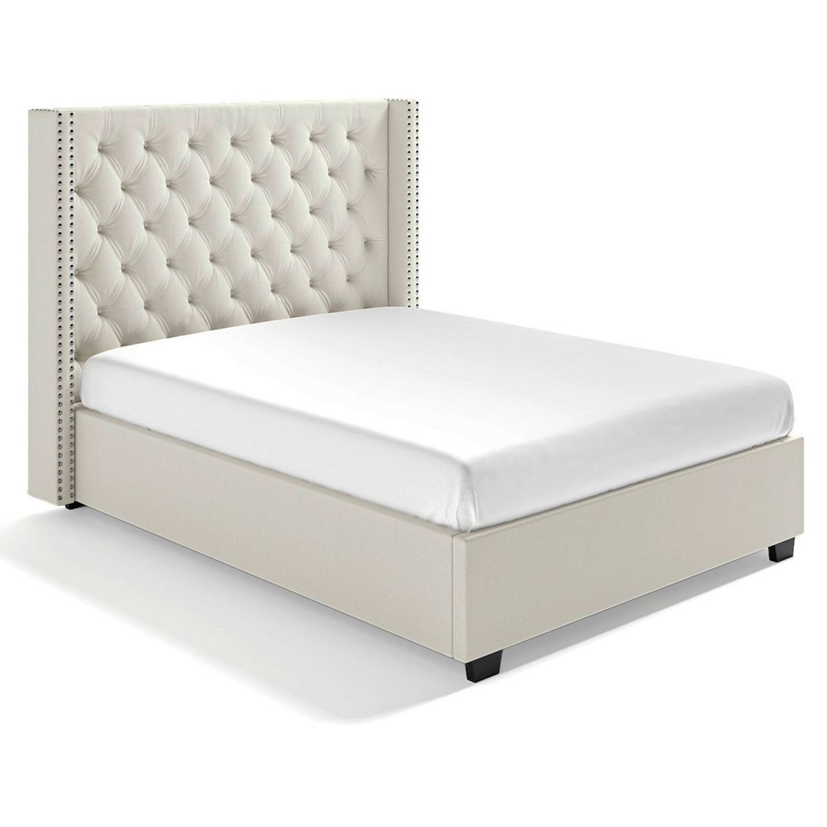 GENERICO - Cama Tapizada Capitoné Ivory 1.5 Plz