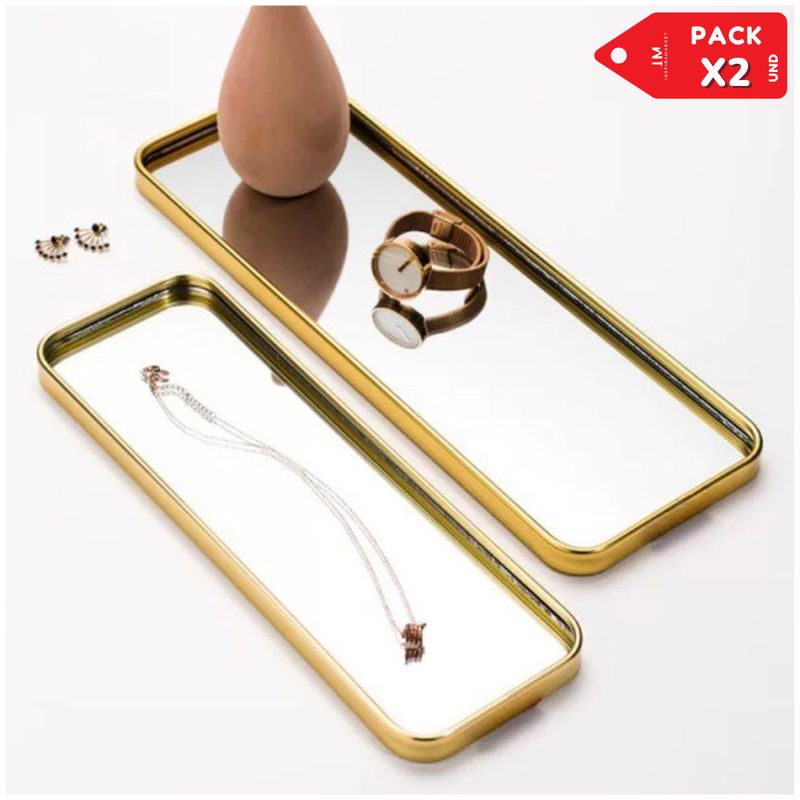 INSPIRA - Bandejas de espejo decorativa de tocador organizador PACK X2
