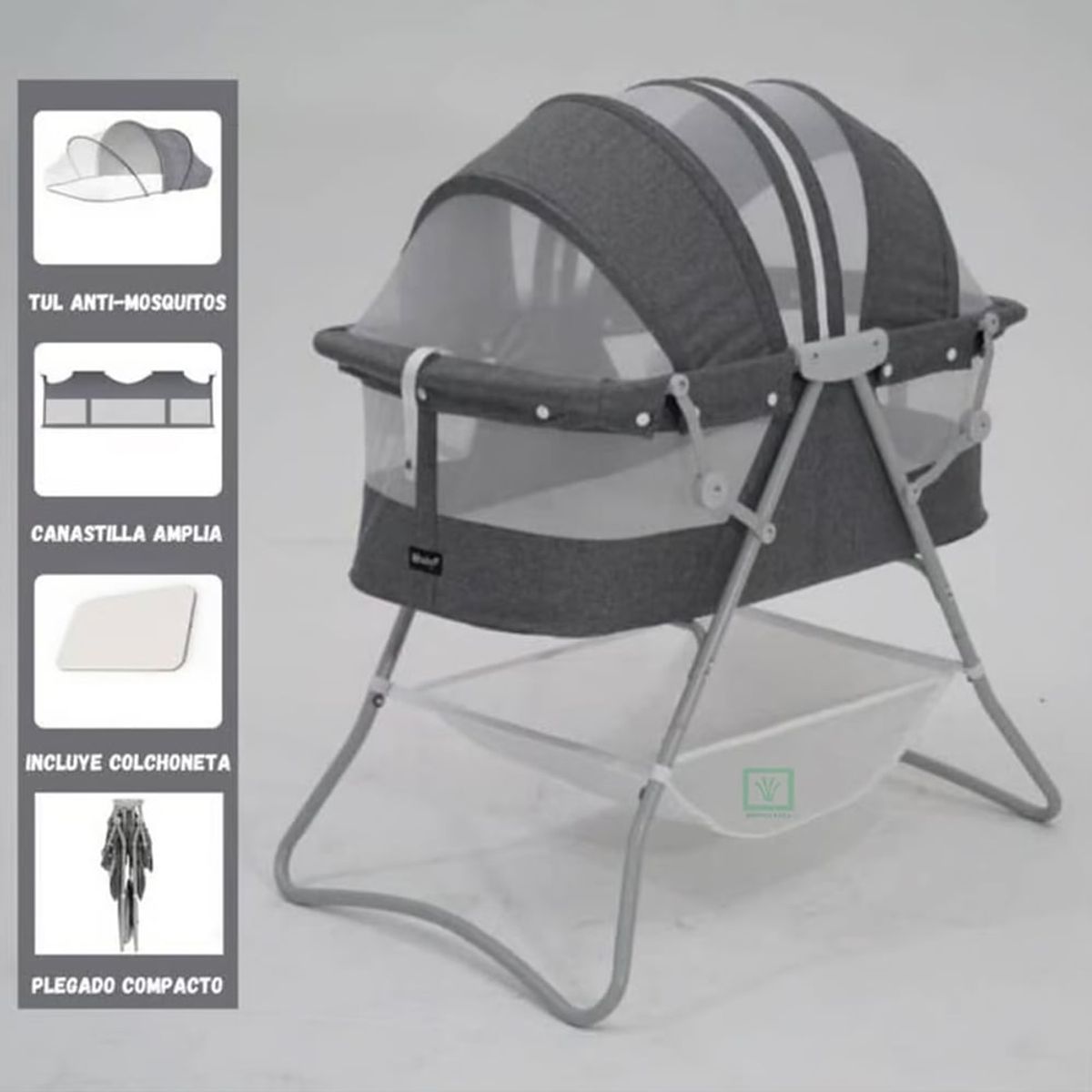 EBABY - Cuna Portátil Plegable Para Bebé »DOLLY» GREY