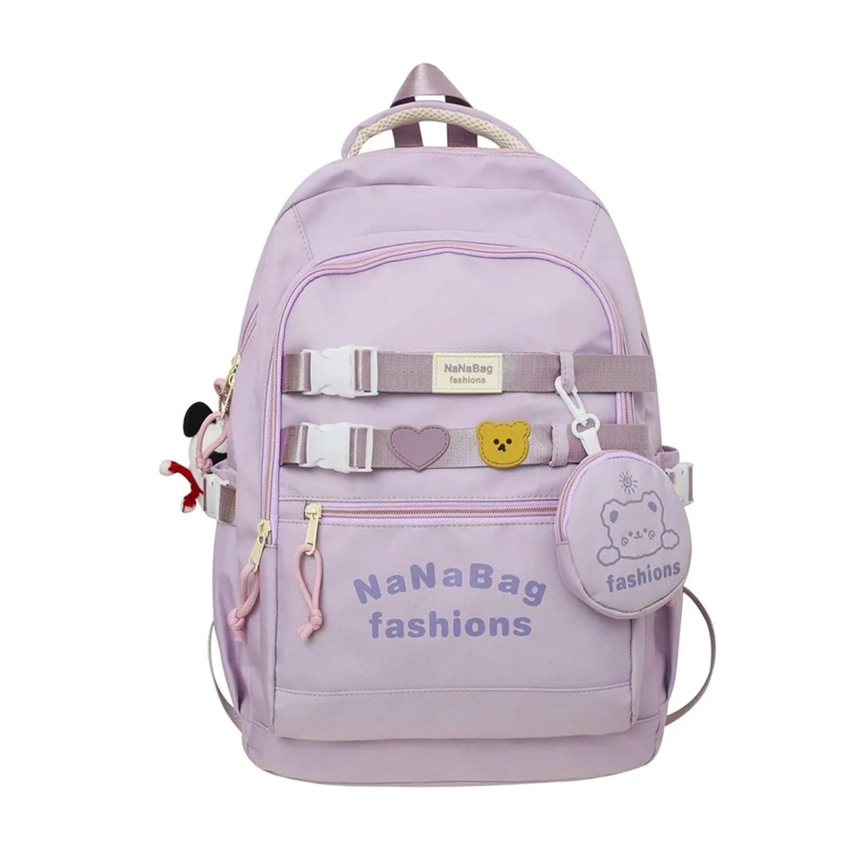 GENERICO - Mochila Coreana Osito Nanabag Fashions Lila con Monedero