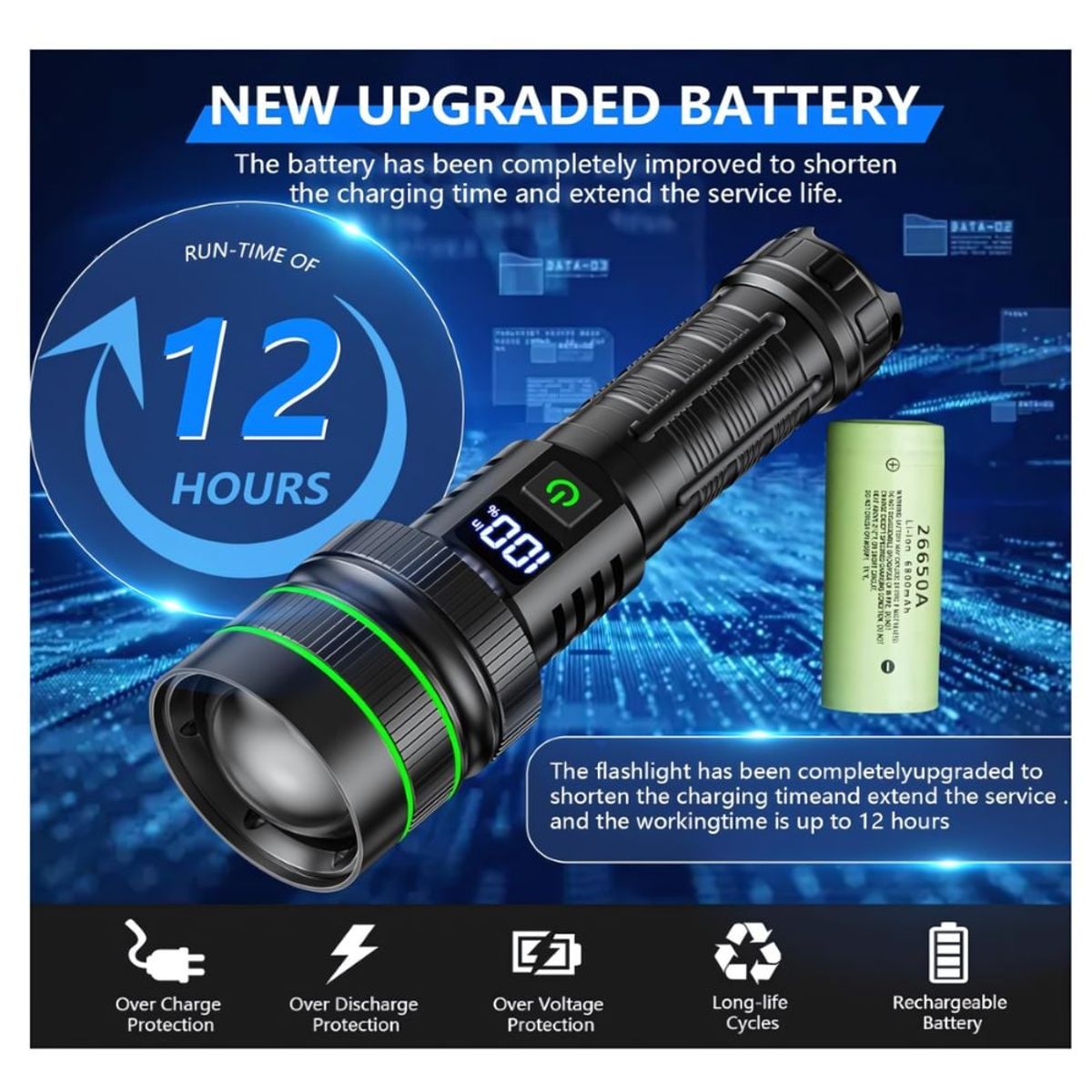 GENERICO - Linterna Tactica Potente Portátil Recargable 3000m distancia L672A