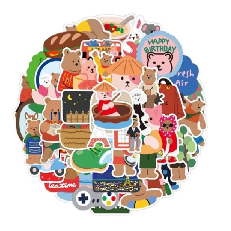 GENERICO - pack 50 stickers osos modelo 2