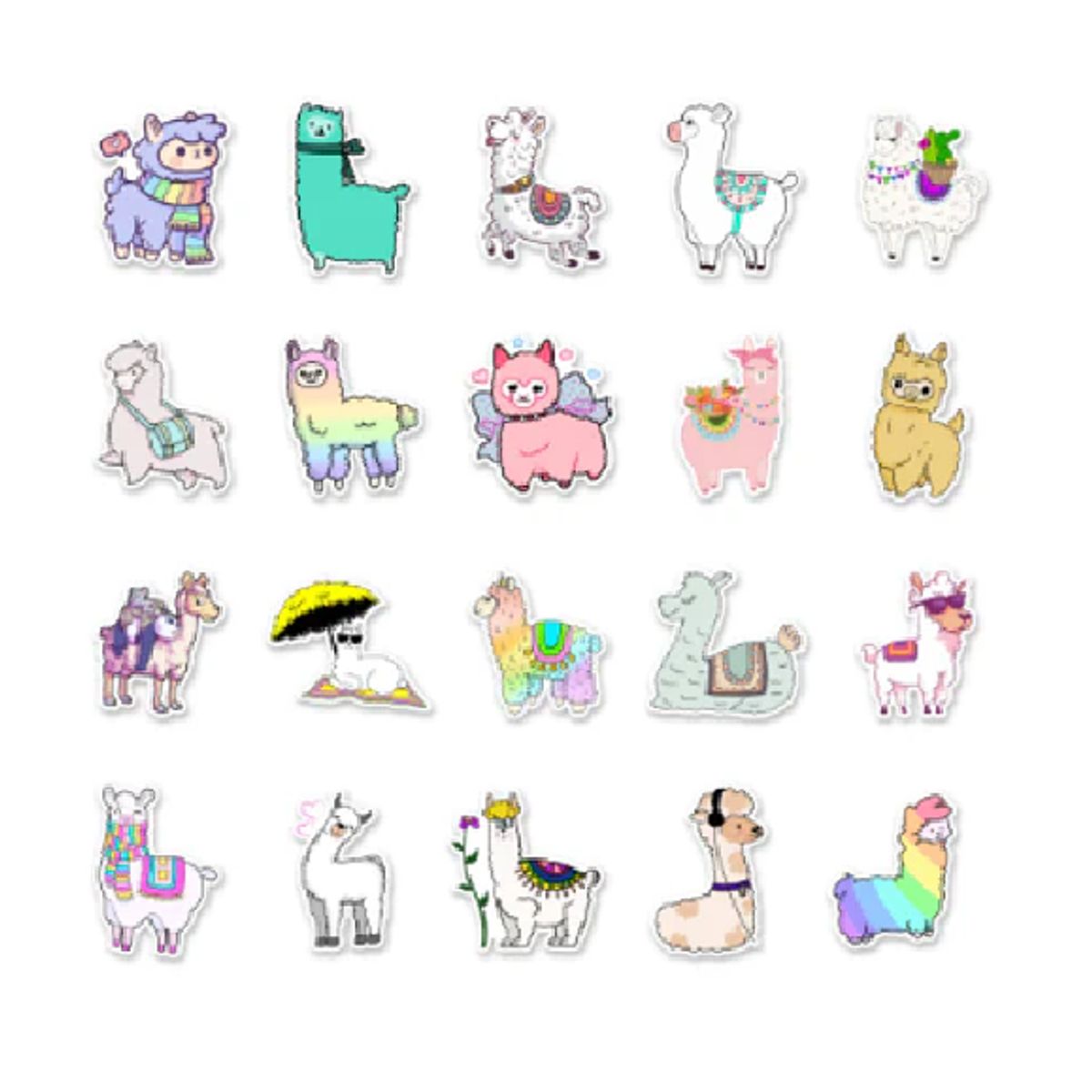 GENERICO - pack 50 stickers impermeables llamas