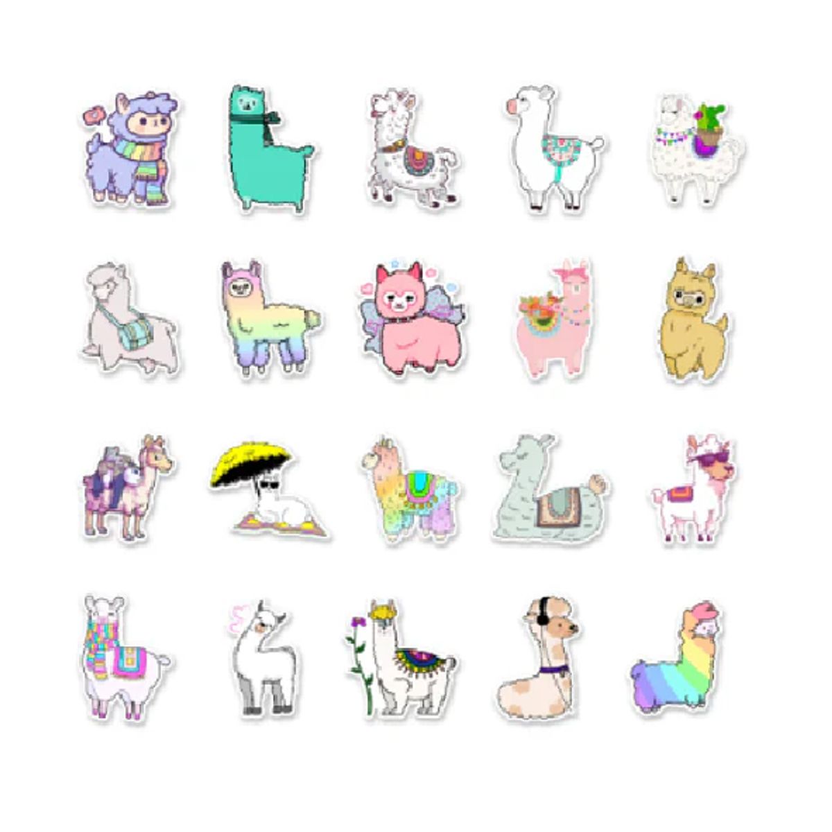 GENERICO - pack 50 stickers impermeables llamas