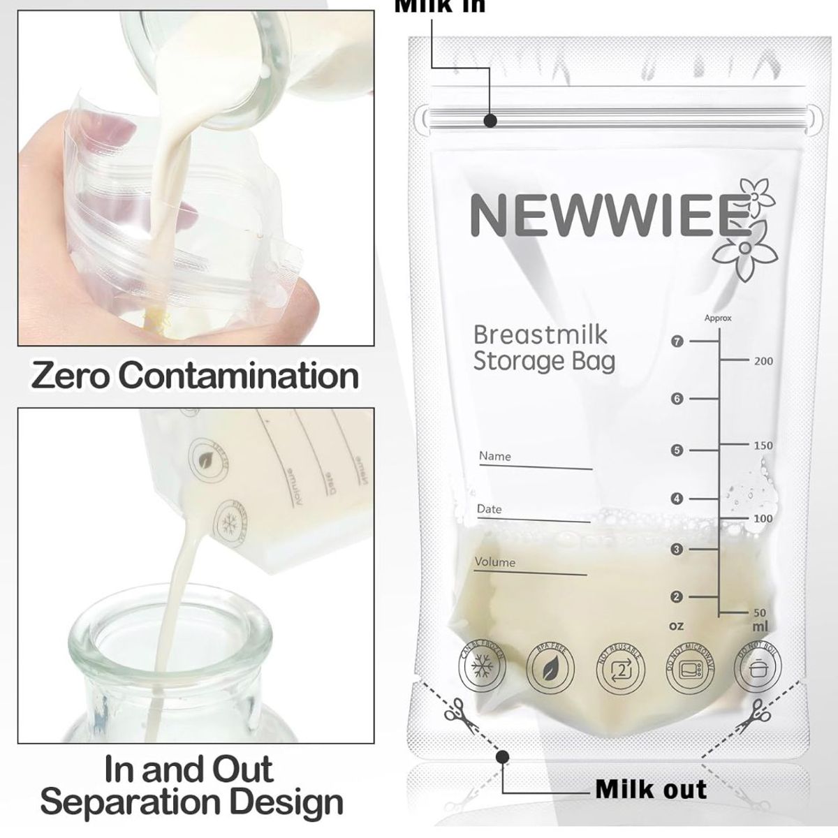 GENERICO - Bolsas para almacenar leche materna 7oz x 100und