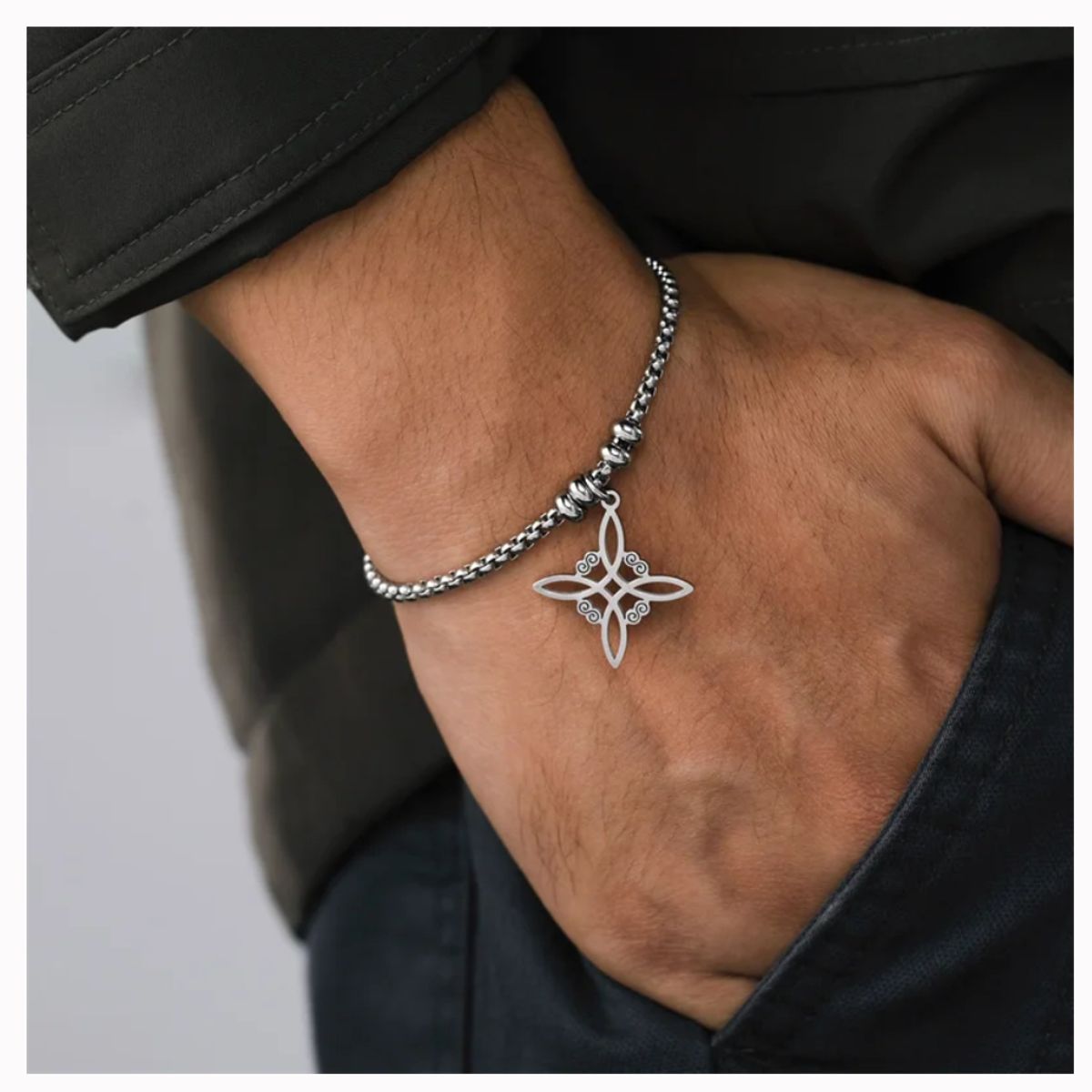 NO LOGO - Pulsera Nudo De Bruja Acero Inoxidable + Estuche Gratis