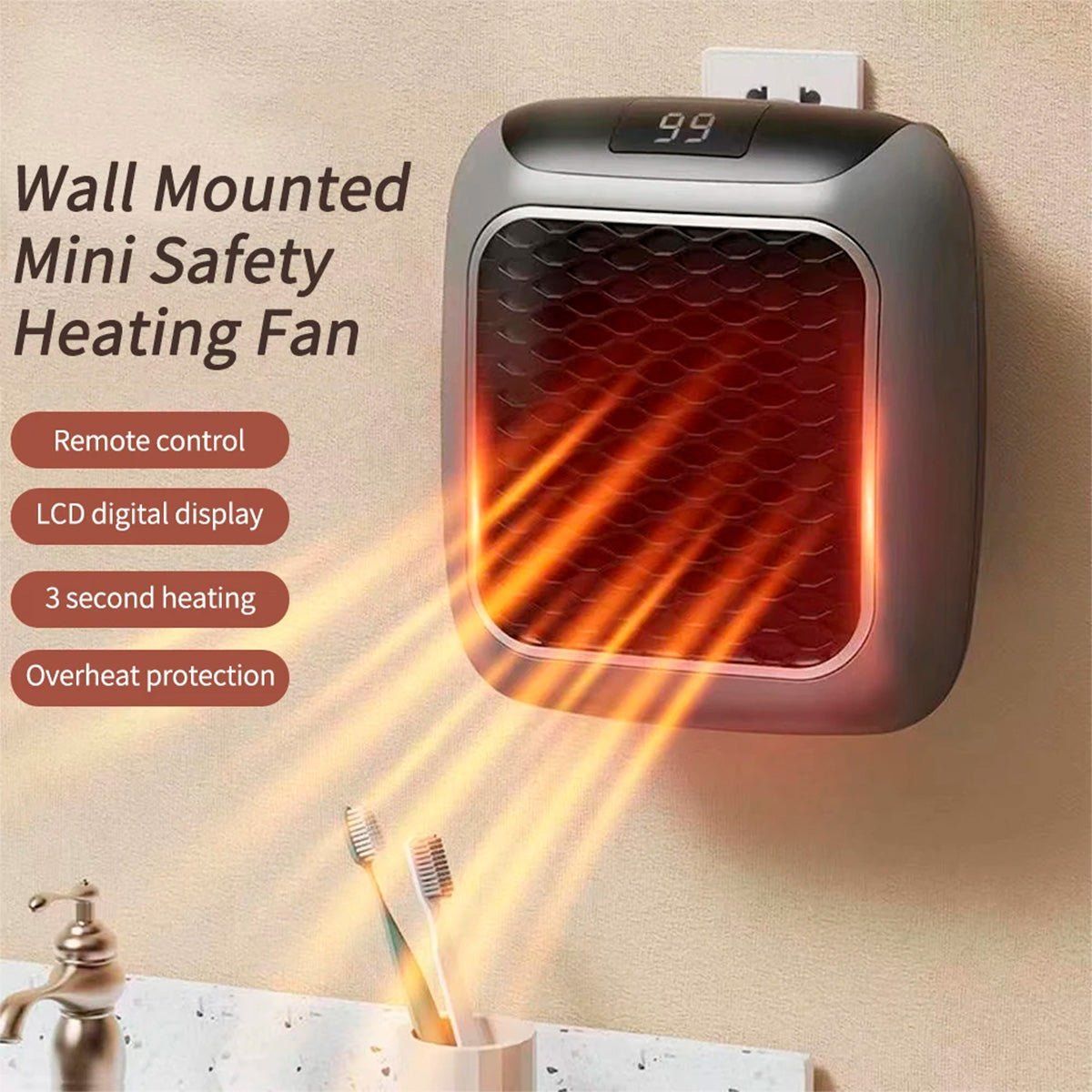 GENERICO - 3 MODERNO CALEFACTOR HANDY HATER 800W