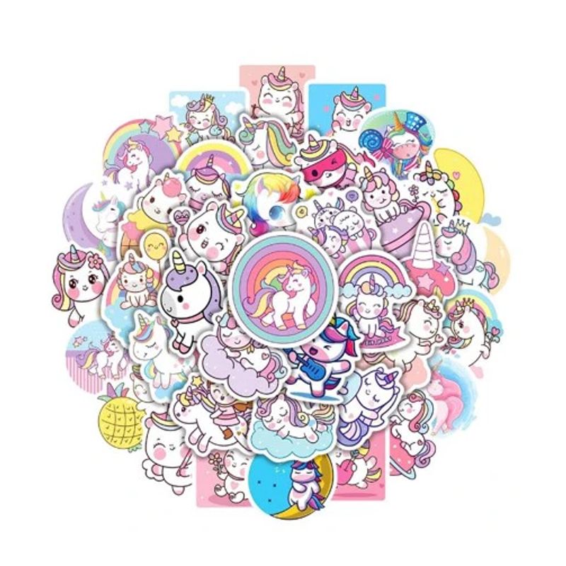 GENERICO - pack 50 stickers impermeables Unicornios