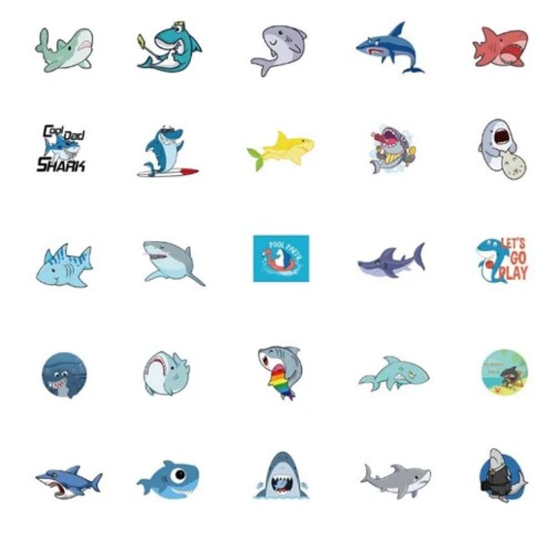 GENERICO - pack 50 stickers impermeables Tiburones
