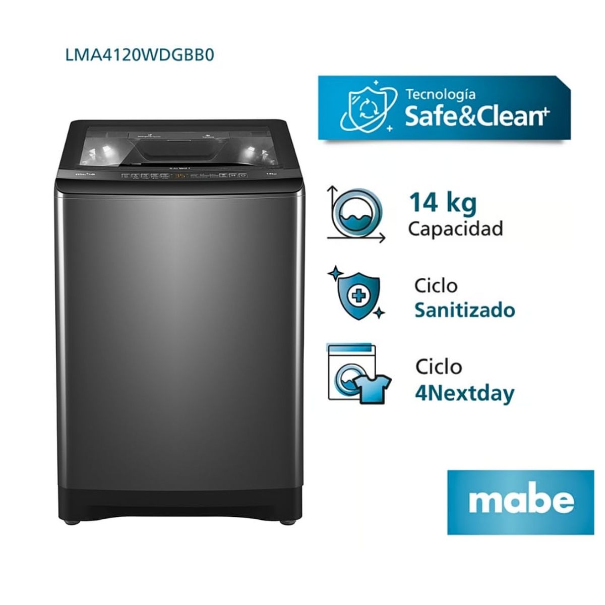 MABE - Lavadora Mabe Propela 14 Kg LMA4120WDGBB0 Diamond Gray
