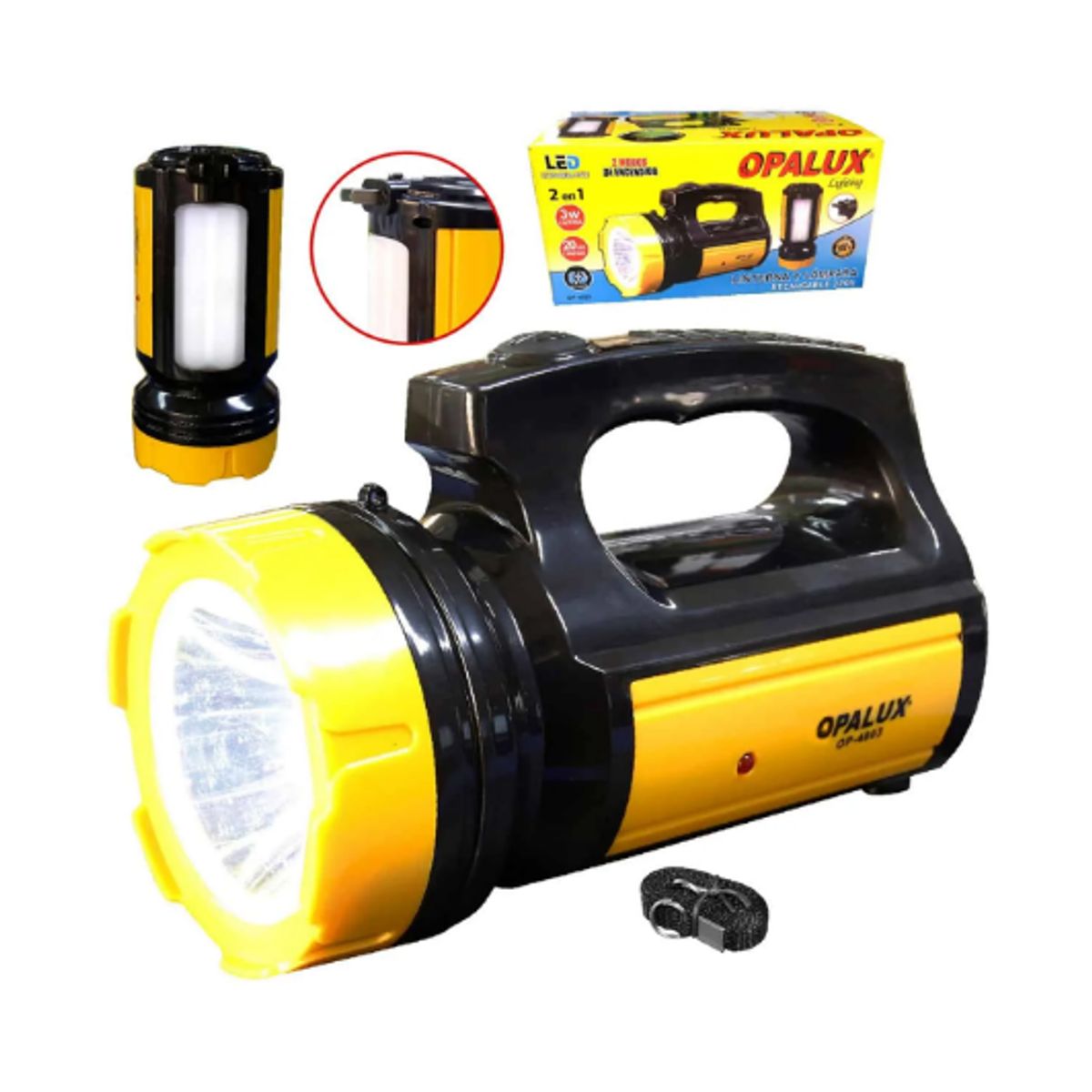OPALUX - LinternaLámpara Portátil Recargable LED 3W OP-4803 OPALUX
