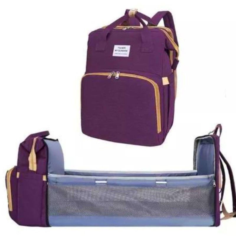 SPORT FITNESS - MOCHILA PAÑALERA CONVERTIBLE 3 EN 1 - MORADO