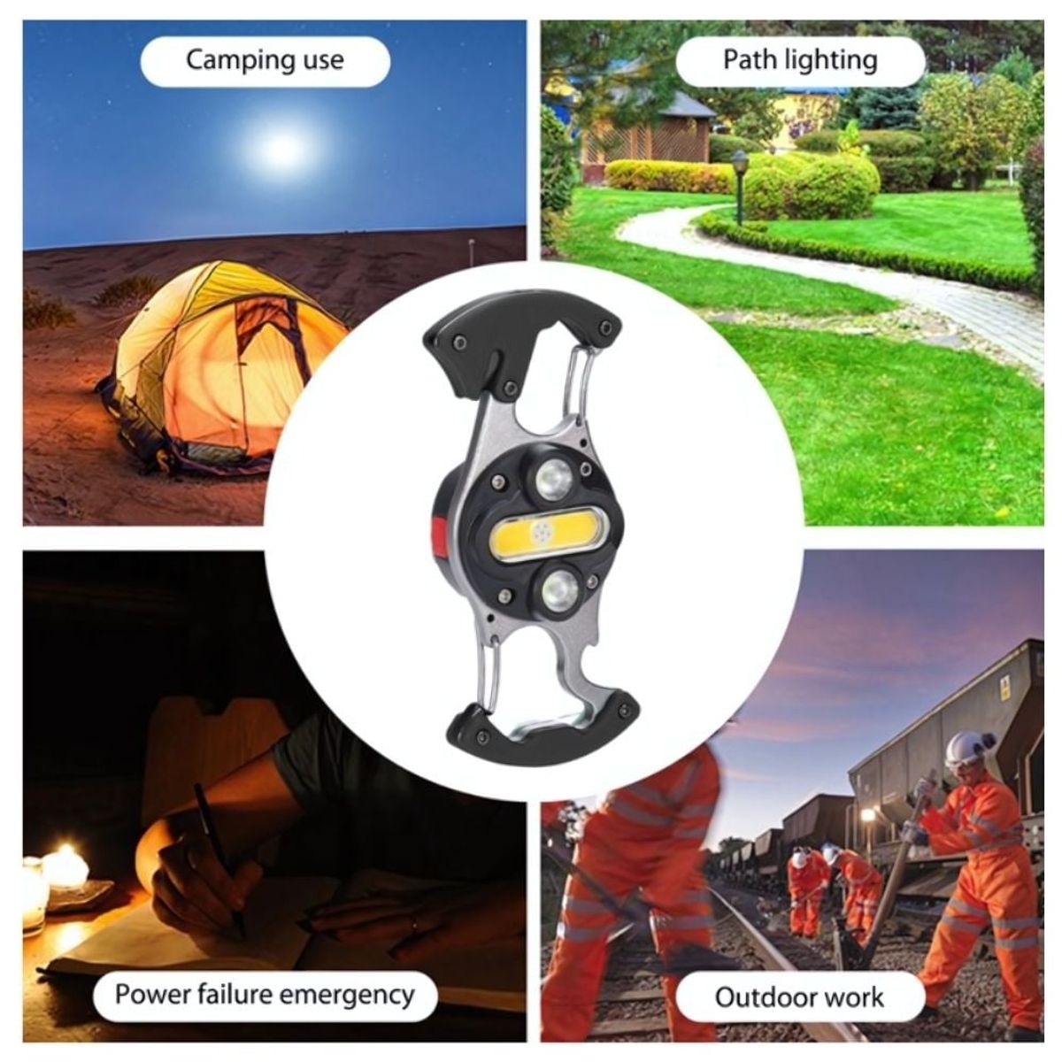 GENERICO - Llavero Doble De Supervivencia 6 En 1 Cafini Cn-l1683 - negro