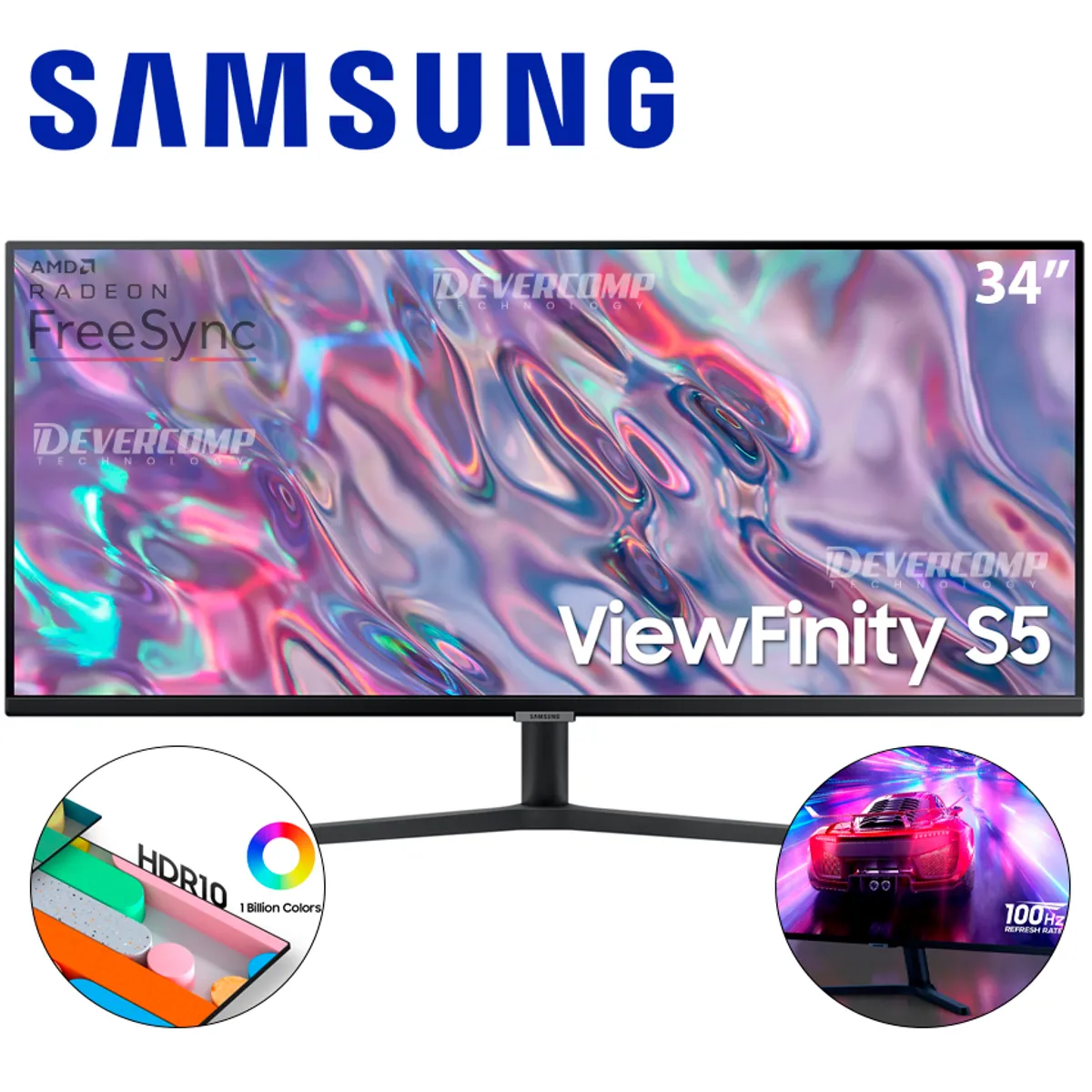 SAMSUNG - Monitor Samsung 34 LS34C500GALXPE ViewFinity S5 Ultrawide 100Hz