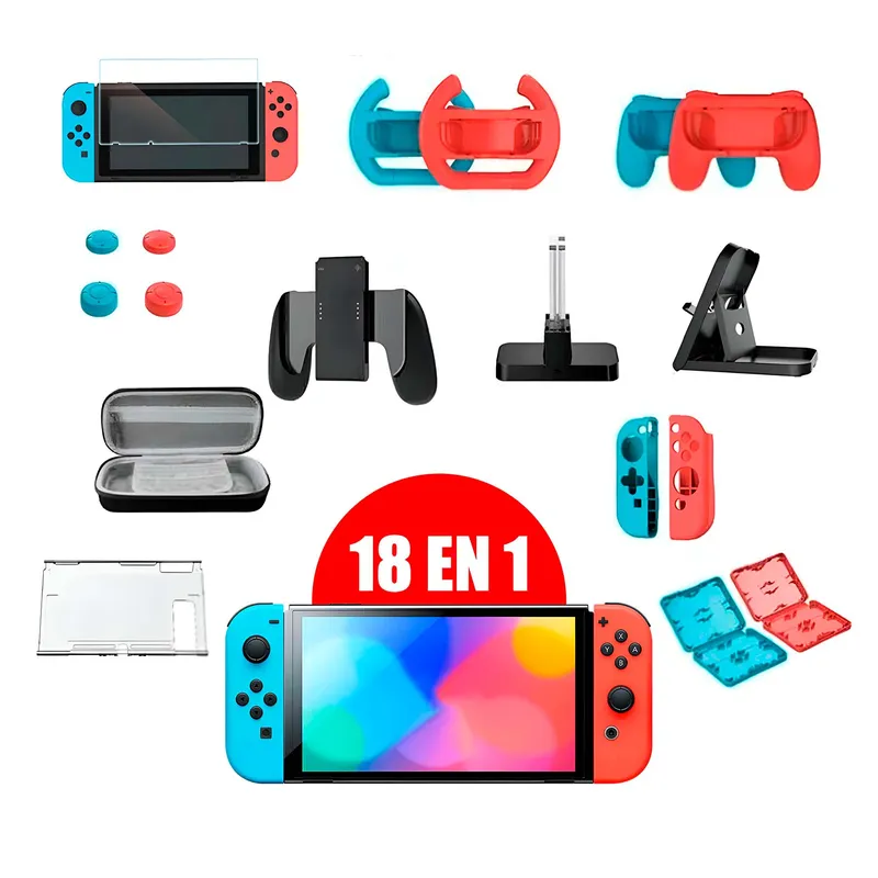 DOBE - Superkit De Accesorios 18 En 1 Compatible: Nintendo Switch Fat