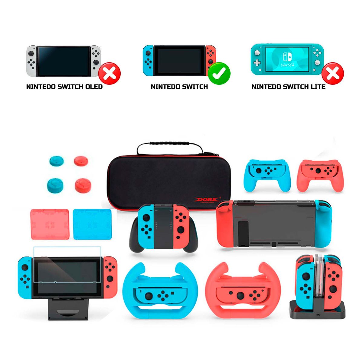 DOBE - Superkit De Accesorios 18 En 1 Compatible: Nintendo Switch Fat