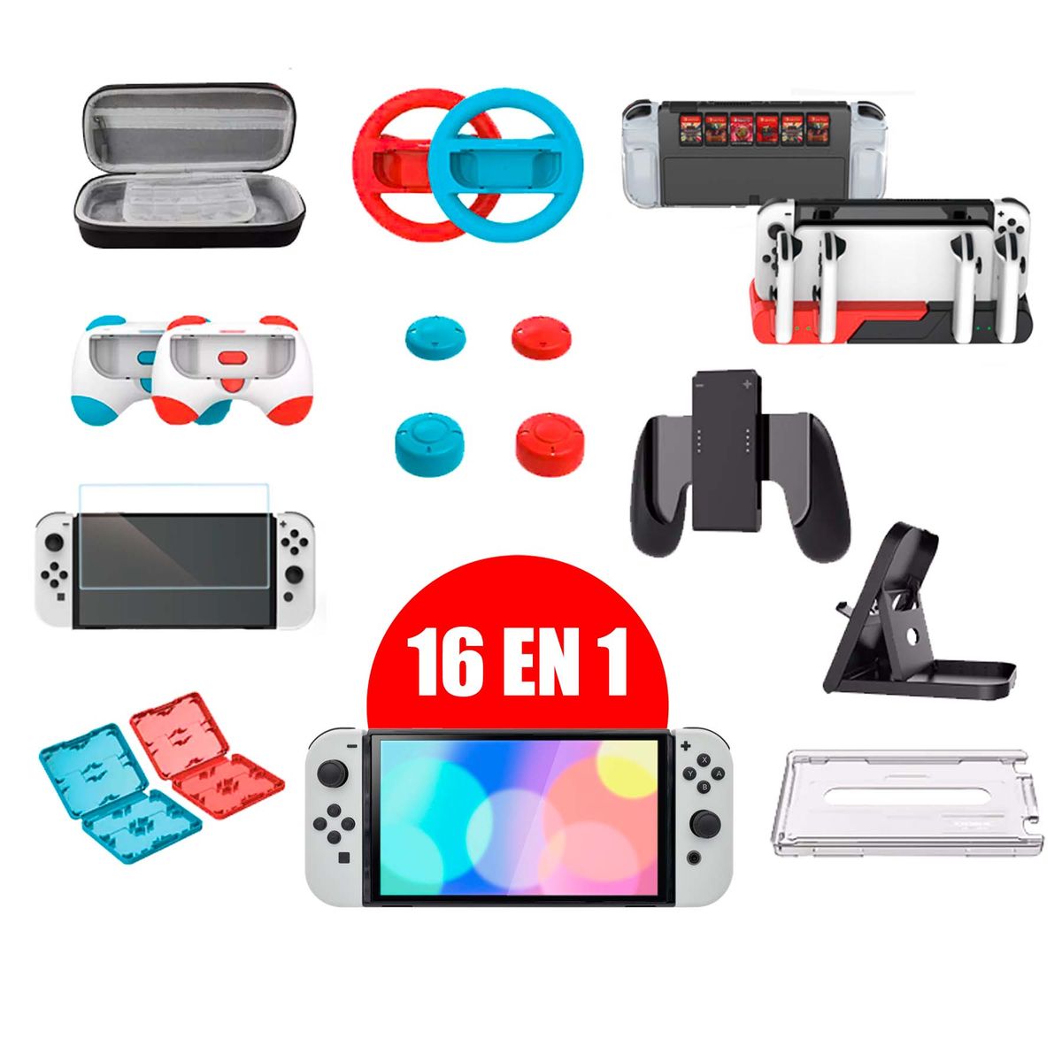 DOBE - Kit De Accesorios 16 En 1 Para Nintendo Switch OLED – TNS-2166
