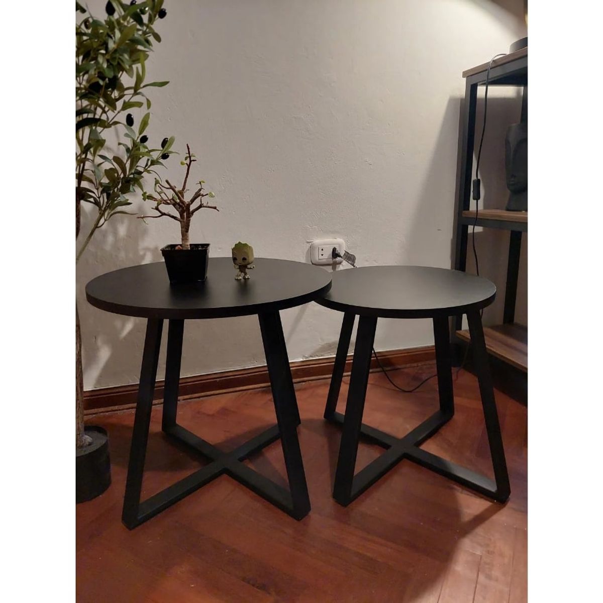 GENERICO - Mesas de centro estilo nido circular industrial negro