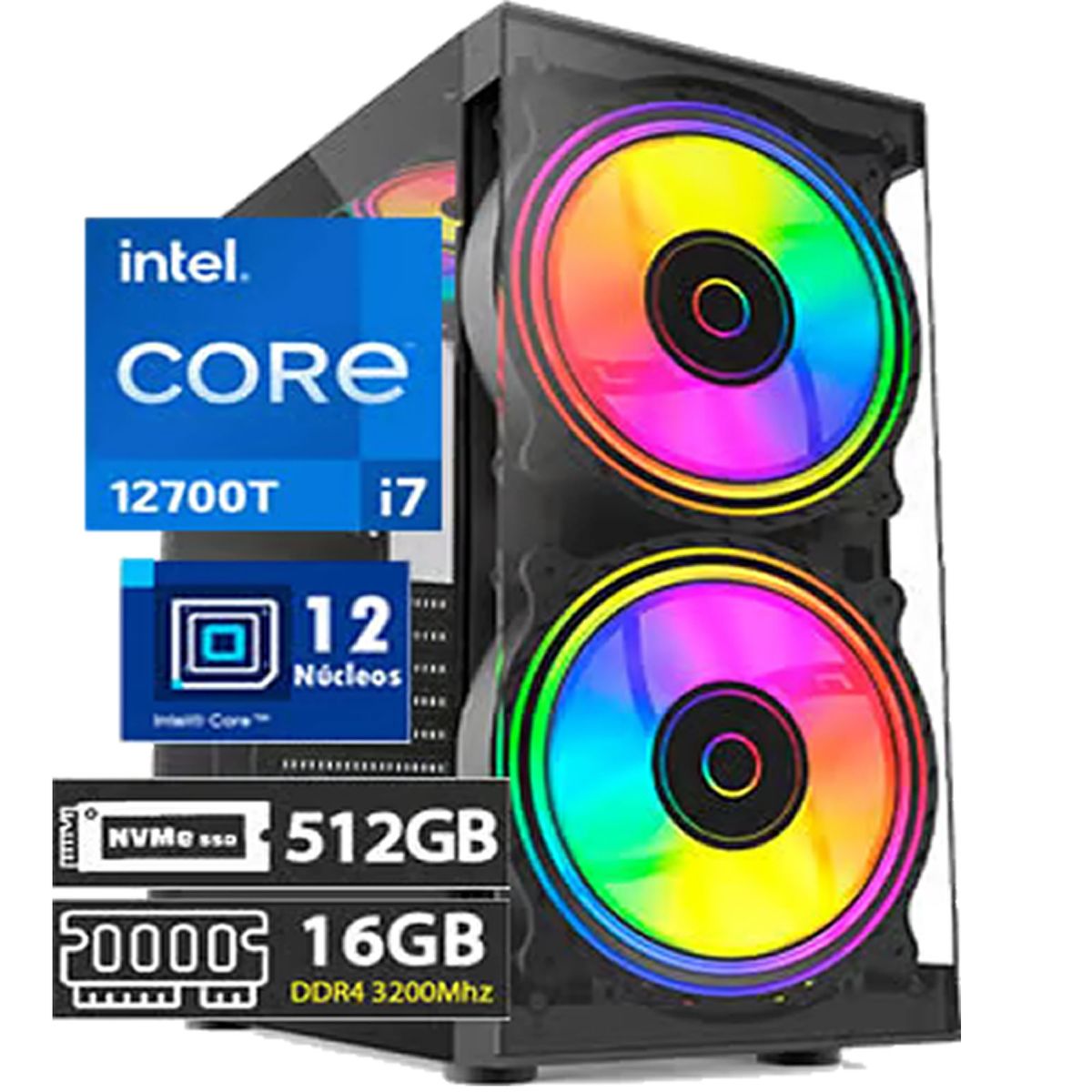 HALION - Computadora Pc Intel Core I7 12700T RAM 16GB SSD 500GB 12va Generación