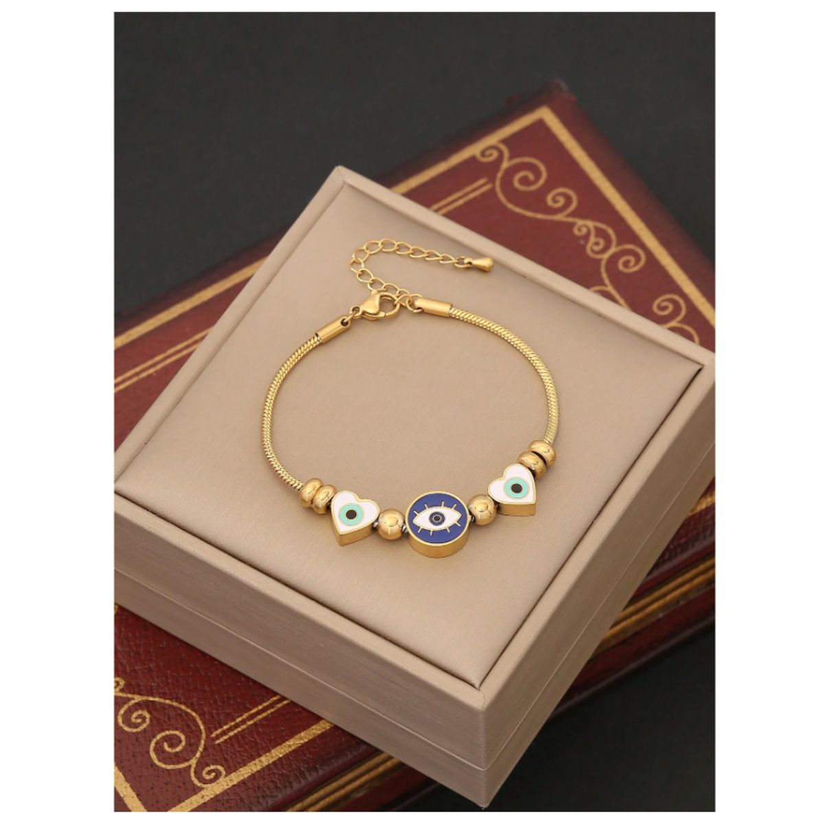 GENERICO - PULSERA DE OJO TURCO DE ACERO INOXIDABLE