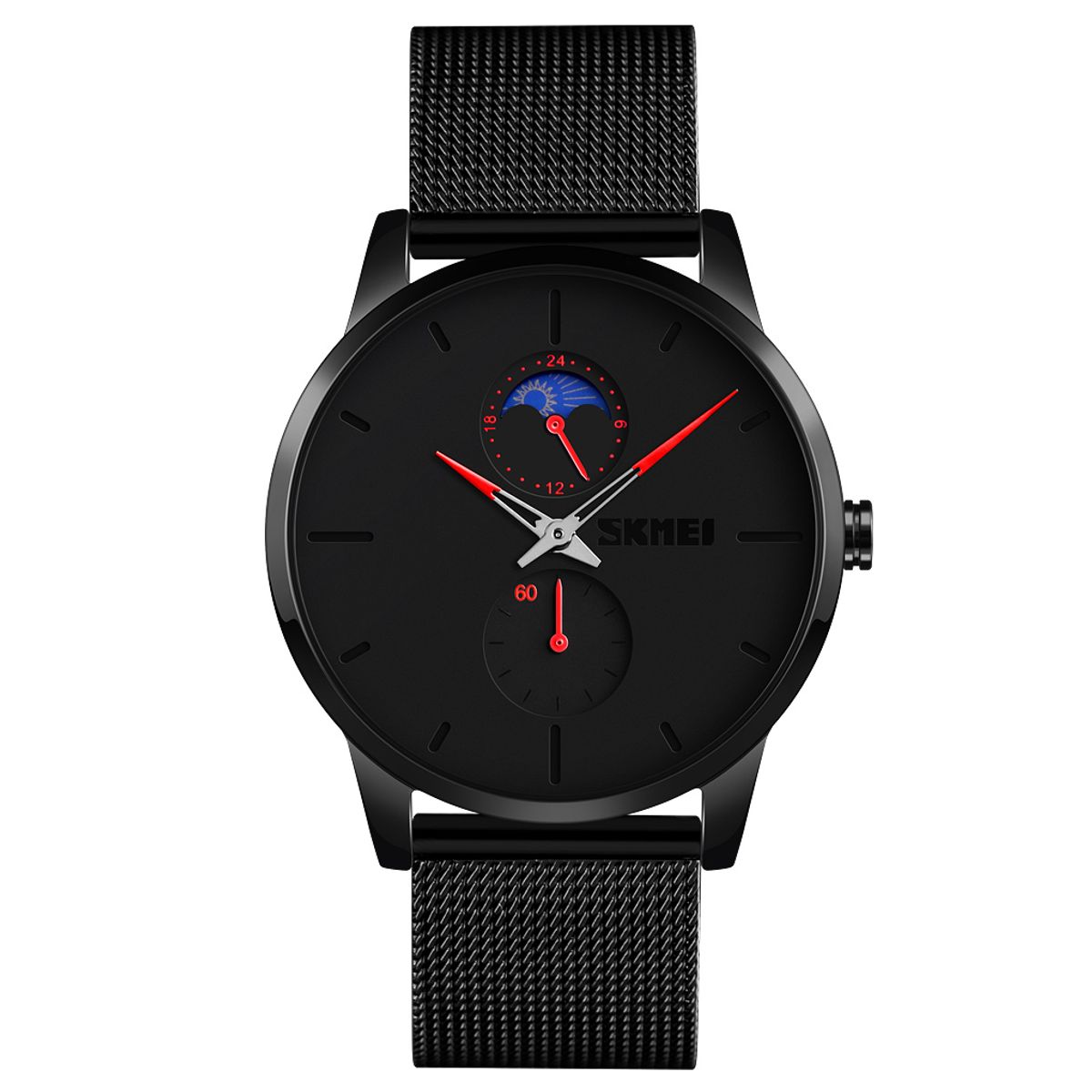SKMEI - Reloj Skmei 9208 Fase Lunar Correa acero agujas rojas_.