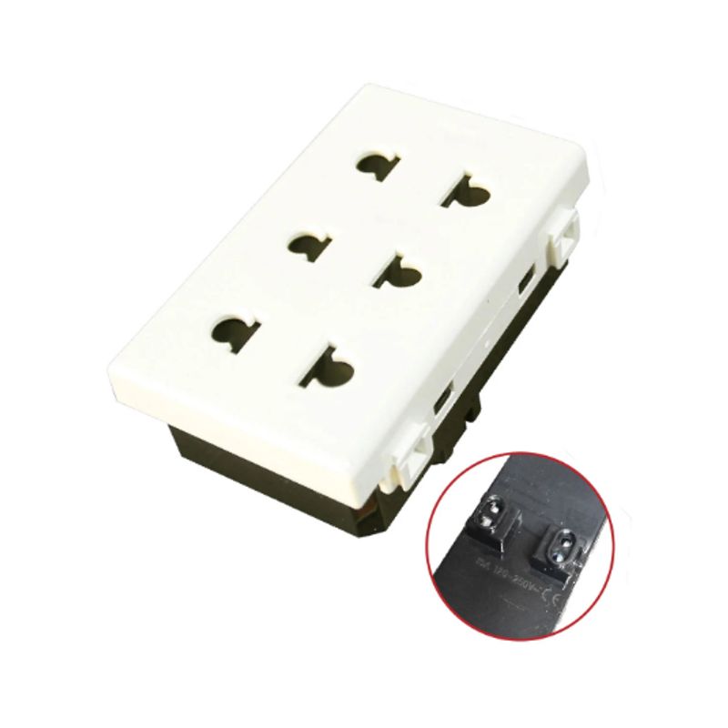 OPALUX - Dado Tomacorriente 3 Toma Universal 15 Amp BM139 OPALUX