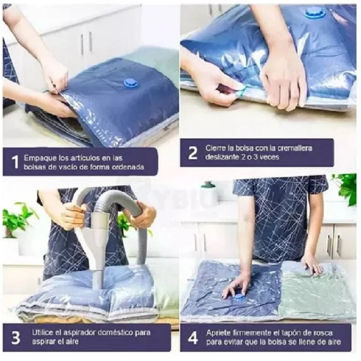 GENERICO - Pack x 3 Bolsas de ropa compresoras al vacío 70 x 100 cm