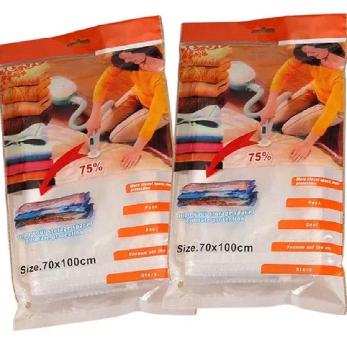 GENERICO - Pack x 3 Bolsas de ropa compresoras al vacío 70 x 100 cm