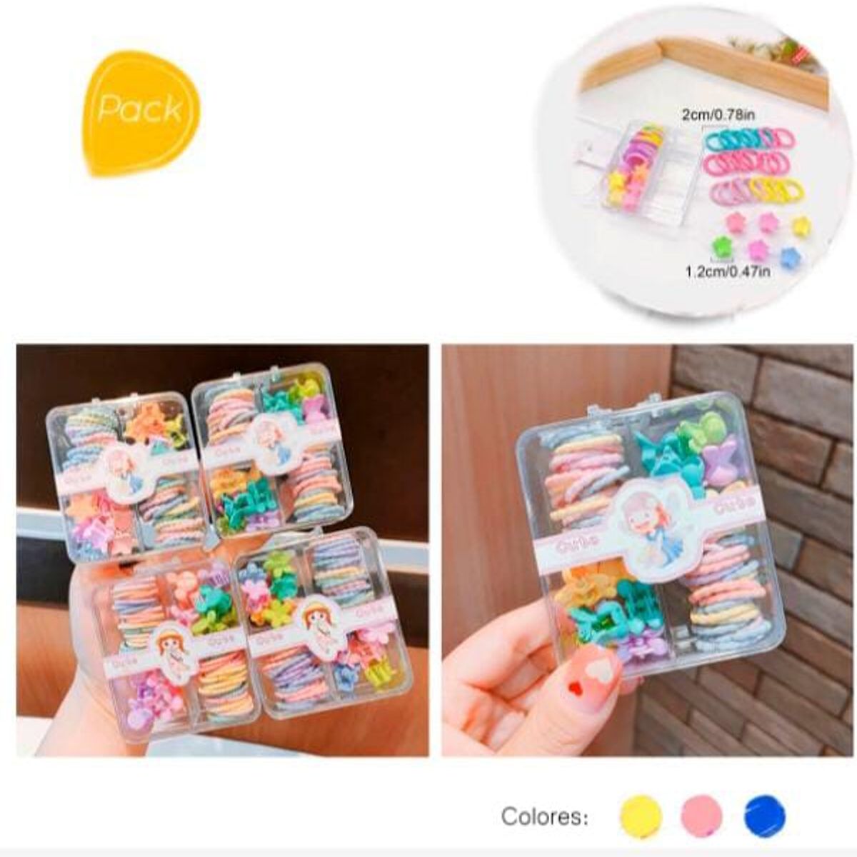 GENERICO - Pack de 2 cajas Caja de Mini Lazos para el Cabello