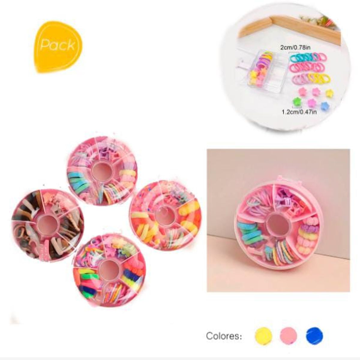 GENERICO - Pack de 2 Donas Mini Lazos para el Cabello