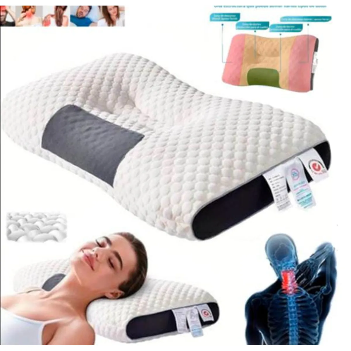 GENERICO - pack 2 Almohada ergonómica cervical para cuello