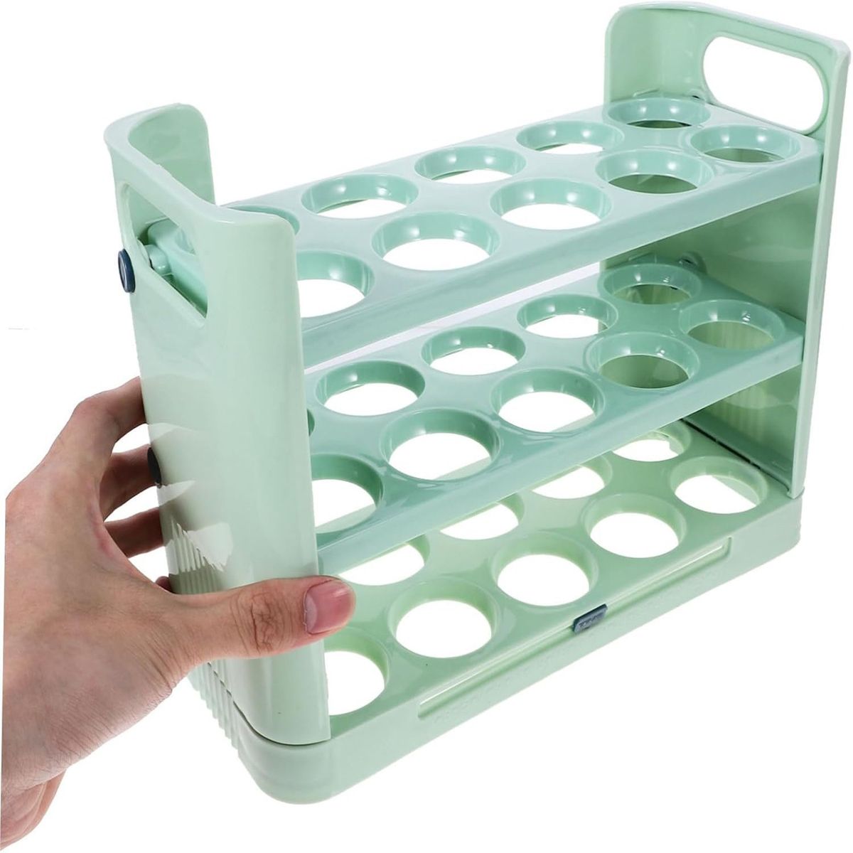 GENERICO - Organizador de huevos, 3 niveles con capacidad para 30 unidades -Verde