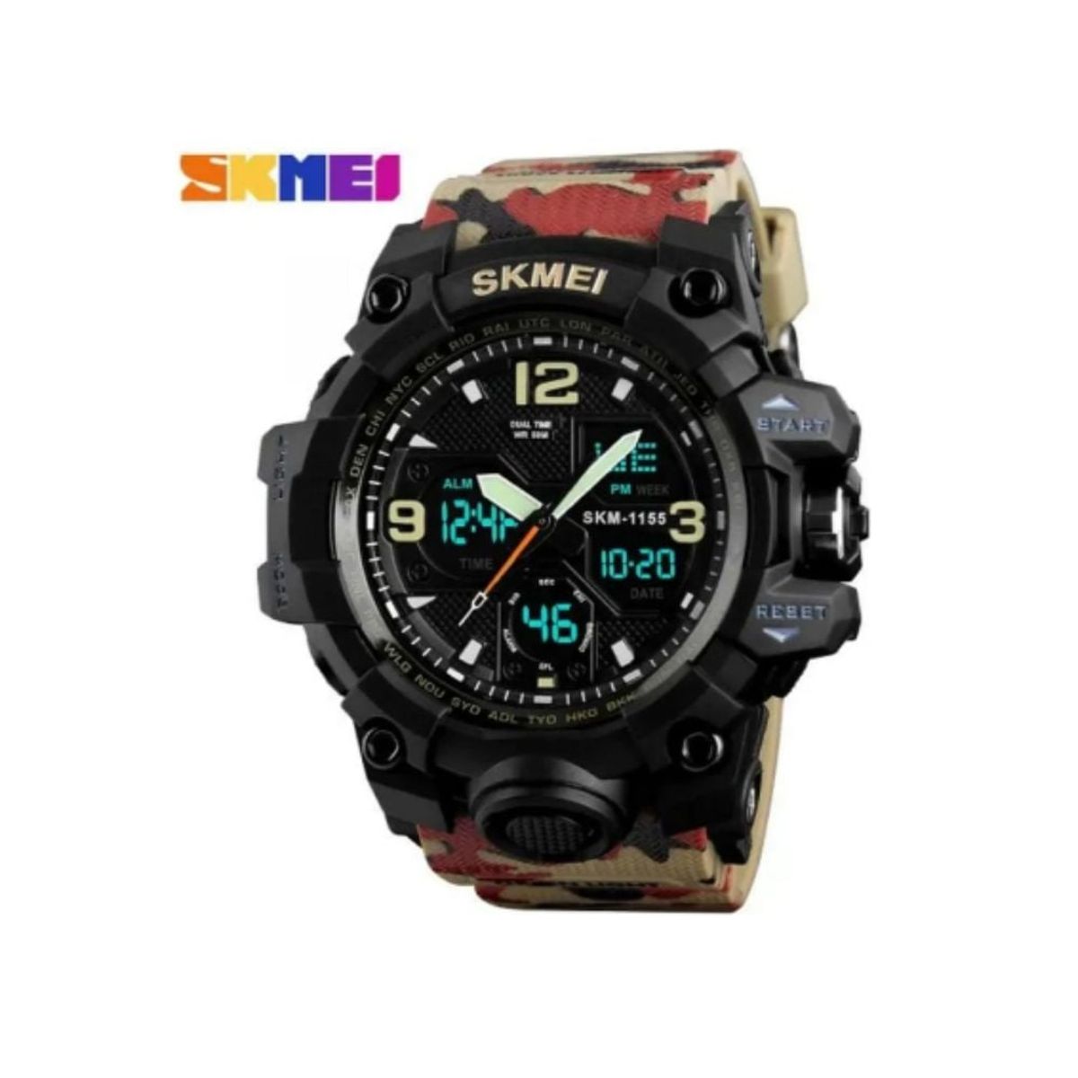 SKMEI - Reloj Skmei 1155 Dual Camuflado Rojo