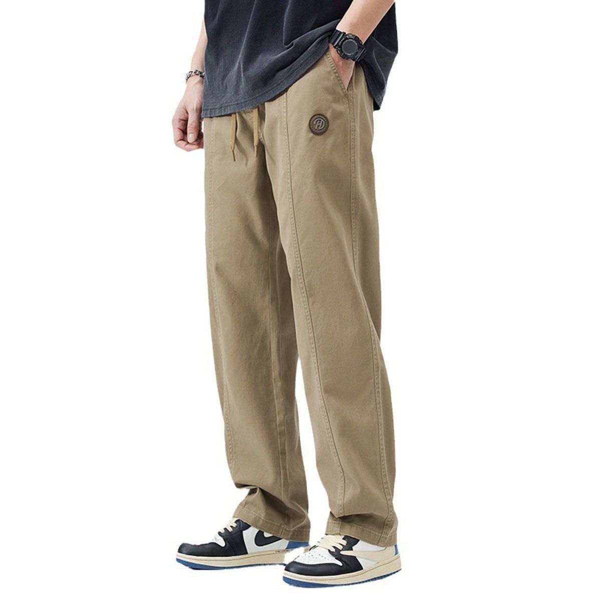 DENISASAA - Pantalones cargo rectos para hombre Pantalones casuales sueltos retro