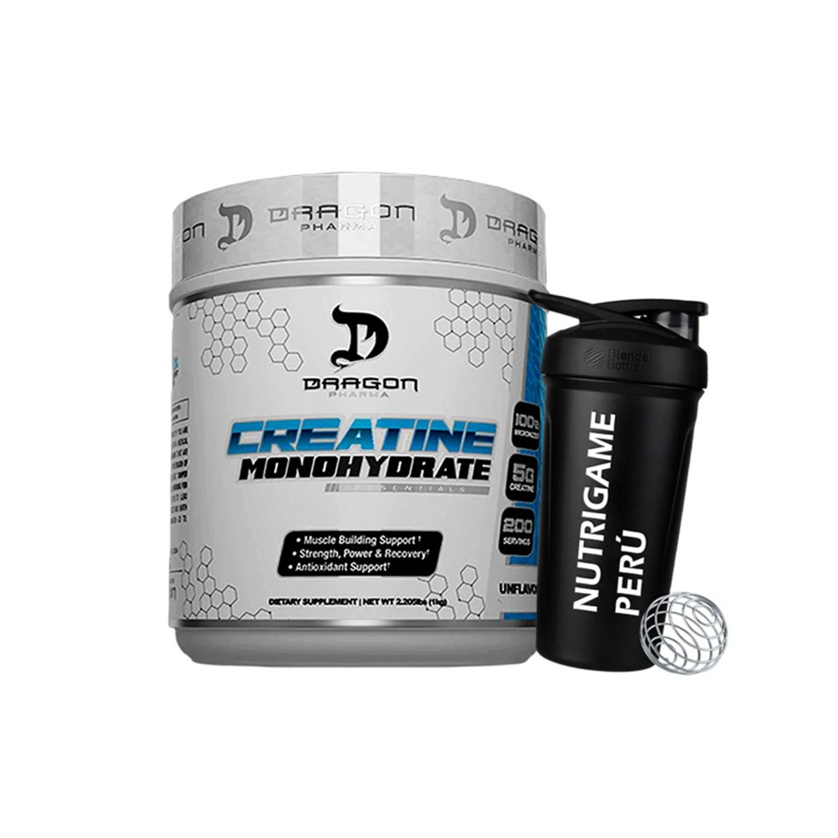 DRAG PHARMA - Creatina Monohidratada Dragon Pharma 1 Kg + Shaker - Tienda Fisica