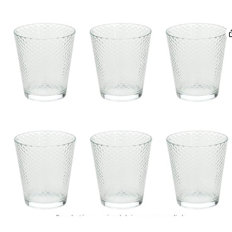 GENERICO - Set x 6 Vasos de Vidrio Diseño Burbujas 175 ml.