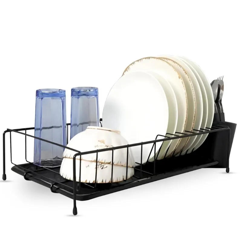 MINARI - Estante Organizador de Platos Cubiertos Vasos Negro 30V