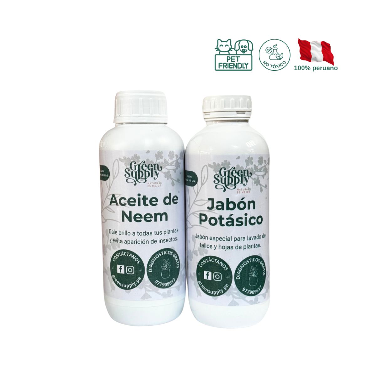 GREEN SUPPLY - Pack Limpieza 1lt   Pet Friendly - Jabón Potásico y Aceite de Neem