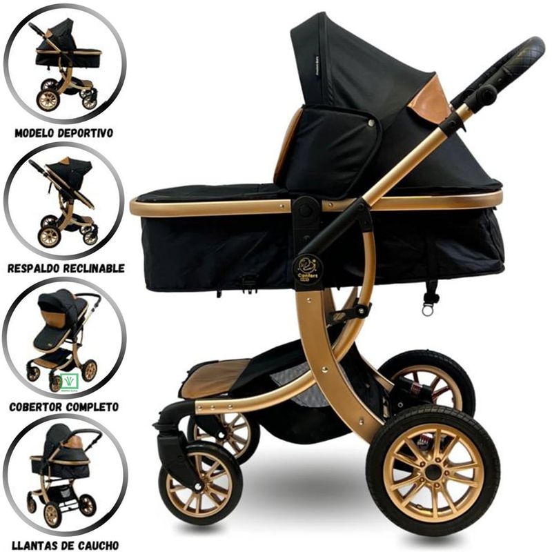 CONFORT - Coche Cuna Moisés Alfa - Negro