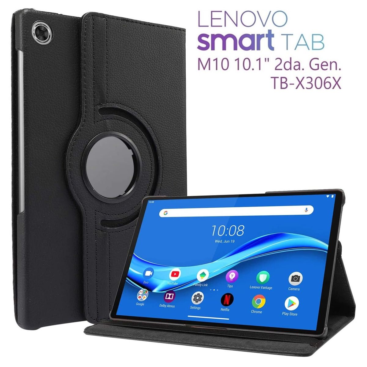GENERICO - Funda Giratoria para Lenovo M10 2da Gen 10.1 4G Lte TB-X306X Case 360°.