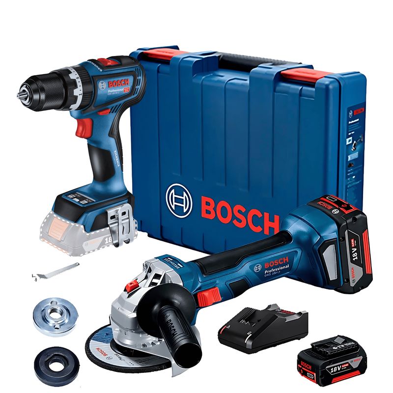 BOSCH - Esmeril GWS 180-LI + Taladro GSB 18V-90-LI + 2 Bat 4ah +Cargador Bosch