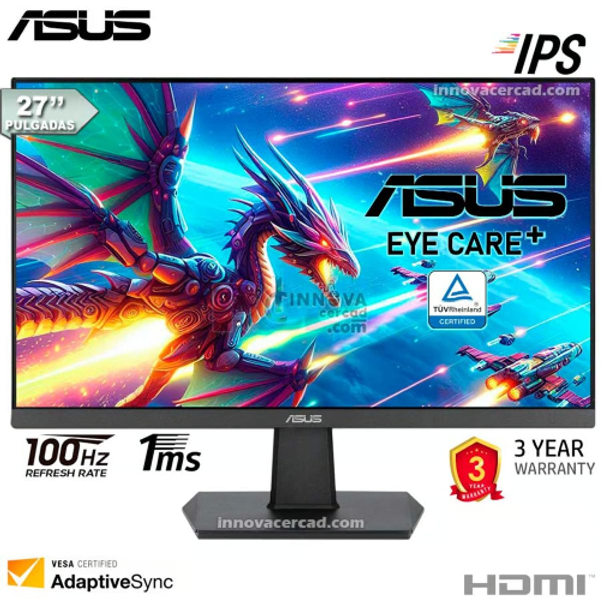 ASUS - Monitor ASUS VA27EHF Eye Care 27", IPS, Full HD, 100 Hz, 1ms, FreeSync
